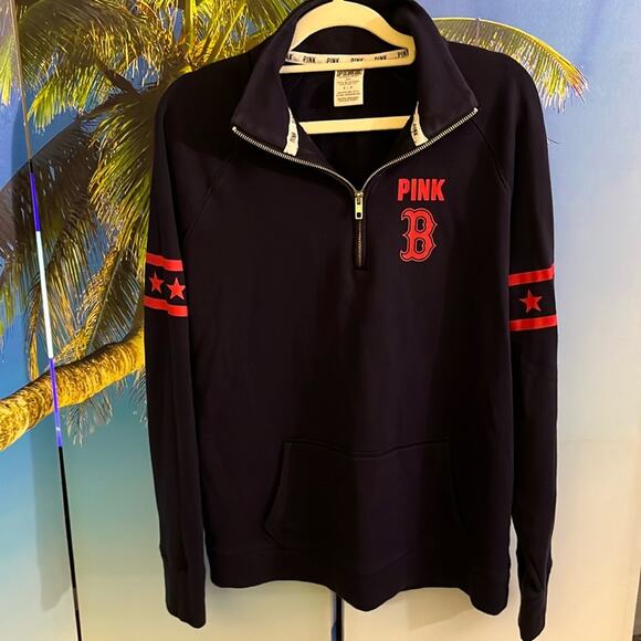 Boston Red Sox‎ navy/red Victoria’s Secret PINK sweatshirt size Small - Picture 1 of 5